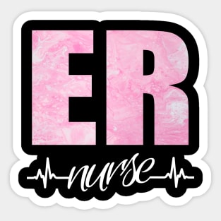 ER Nurse Heartbeat Pink Swirl Sticker